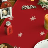 Red Xmas Pine Snowflake Merry Christmas Table Runner, Seasonal Winter Kitchen Dining Table Decoration For Home Party Decor 13X72 Inch