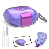 [Dual Function Lock] For Beats Powerbeats Pro 2 Case Cover With Phone Stand, Clear Protective Cover With Beats Powerbeats Pro 2 2025 Charging Case With Cleaner Kit And Carabiner-Clear Purple