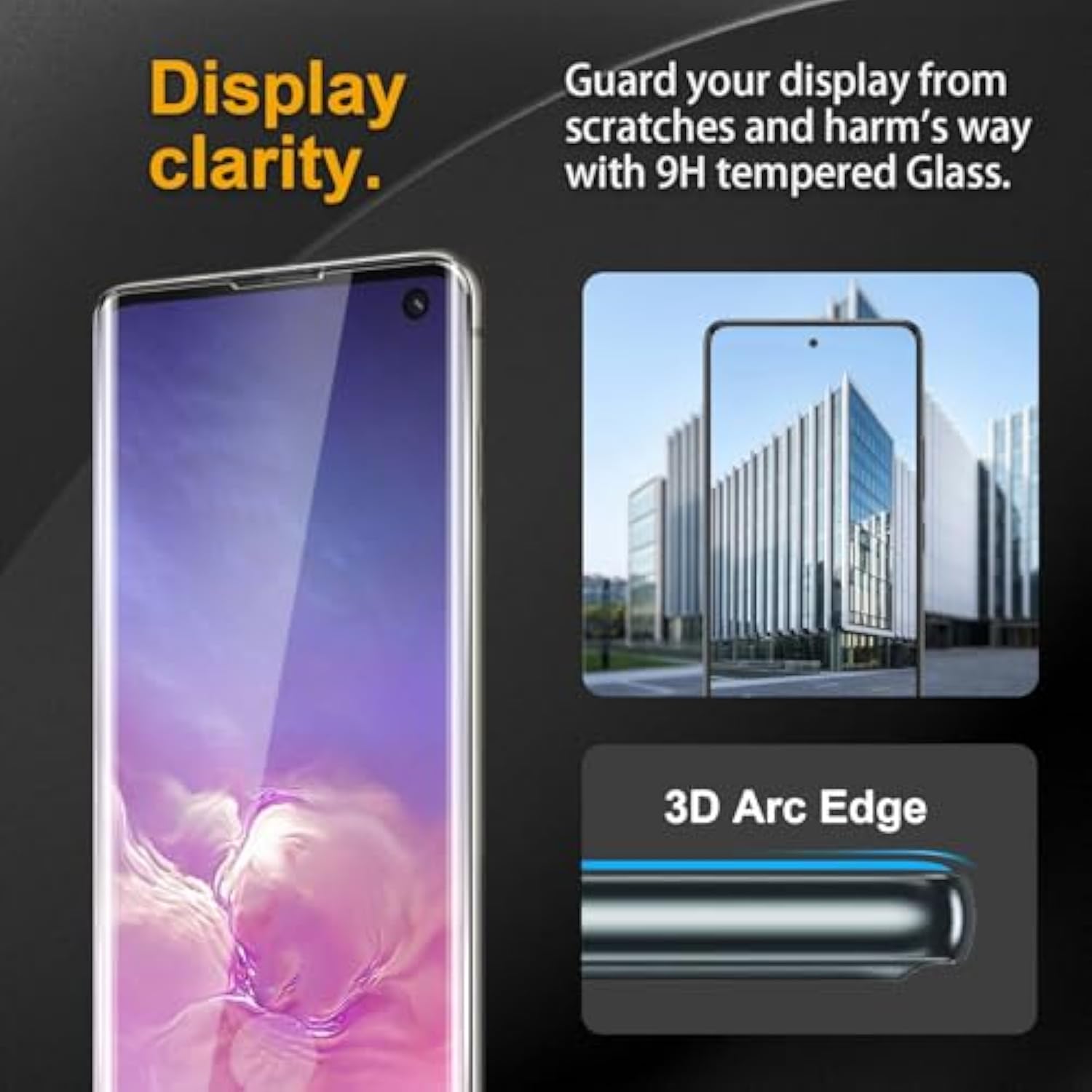 3 Pack Tempered Glass Screen Protector For Samsung Galaxy S10, Anti-Fingerprint, 9H Hardness, Scratch Resistant, 3D Curved Tempered Glass Film, Hd Clear