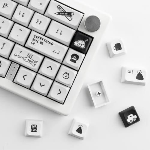 Pbt Keycaps - 130 Black Cartoon Dye-Sublimated Cute Xda Profile Custom Keycaps For Cherry & Gateron Mx Switches Mechanical Keyboards