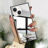 Compatible With Iphone 15 Case Rectangle Mirror Case Cute For Women Girls Makeup Glass Mirror Back Design Fashion Luxury Slim Thin Protective Cover Phone Case