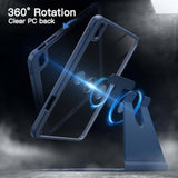 Jetech Rotating Case For (A16) 11Th/10Th Generation (2025/2022) With Pencil Holder, 360 Degree Rotation Protective Stand Cover Clear Back, Auto Wake/Sleep (Navy)