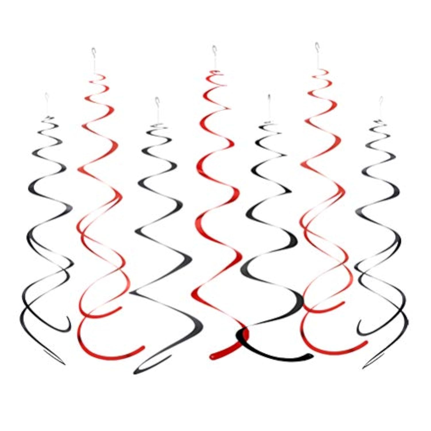 Black & Red Foil Swirl Hanging Decorations, 20 Pcs for Parties & Celebrations
