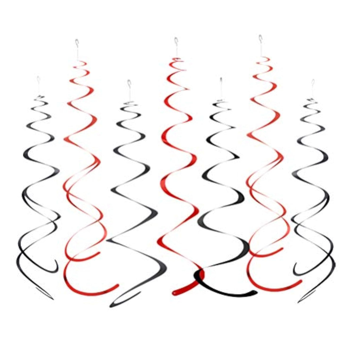 Black & Red Foil Swirl Hanging Decorations, 20 Pcs for Parties & Celebrations