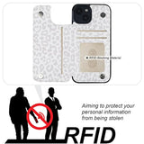 For Iphone 14 Wallet Case With Card Holder, White Leopard Pattern Back Flip Folio Pu Leather Kickstand Card Slots Case For Women Girls, Double Magnetic Clasp Shockproof Cover 6.1"