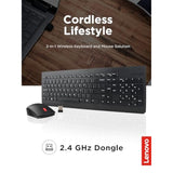 Lenovo 510 Wireless Keyboard & Mouse Combo, 2.4 GHz Nano USB Receiver, Full Size, Island Key Design, Left or Right Hand, 1200 DPI Optical Mouse, GX30N81775, Black