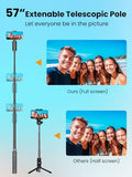 Face Tracking Tripod for iPhone & Android,57'' Expandable 360 Rotation Selfie Stick that Follows Your Movement Rotation w/Remote, No APP, Phone