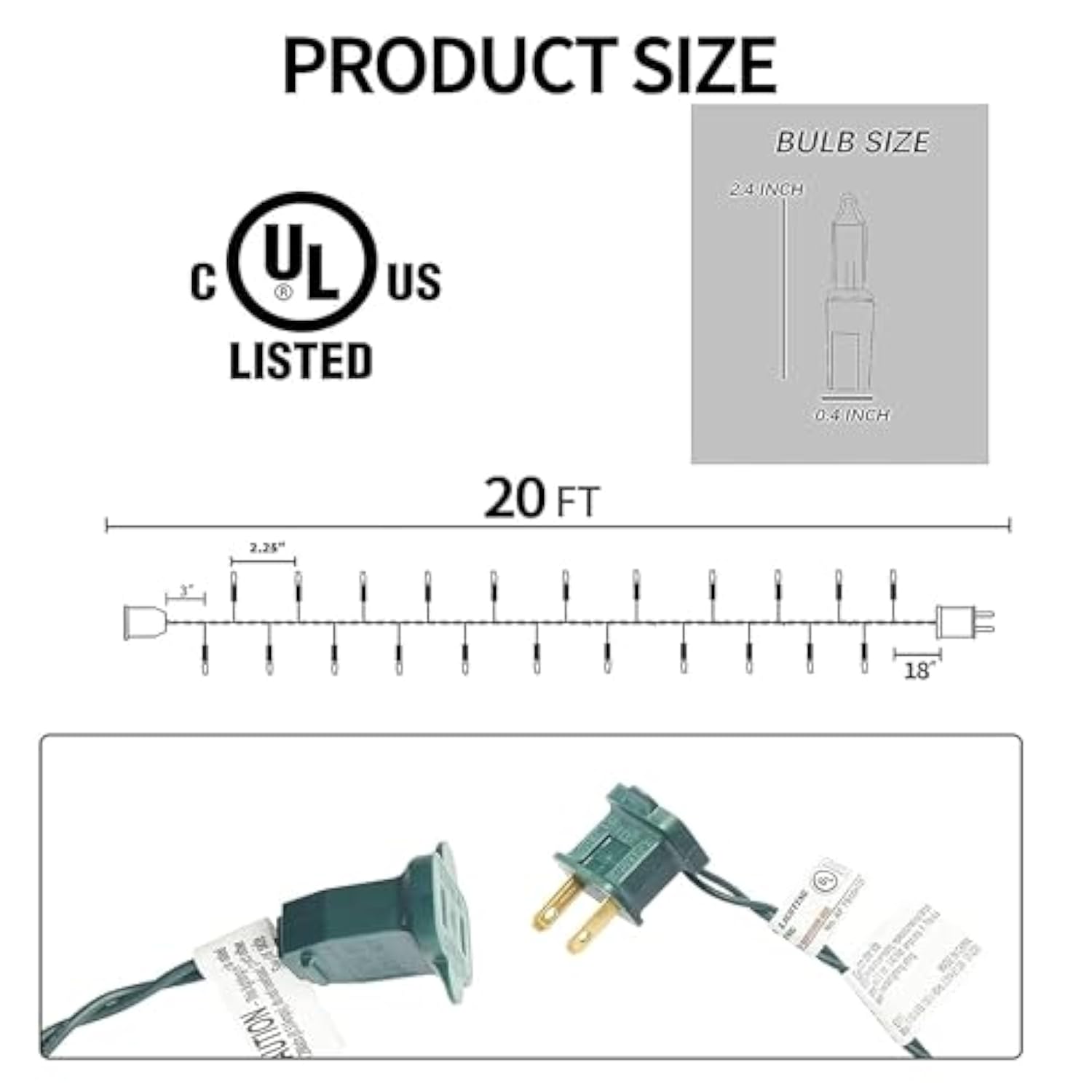 Red And Green Christmas Mini String Lights, 20Ft 100 Count Incandescent Waterproof Fairy Lights Plug In, Connectable Chr