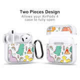 Case For Airpods 4, Protective Clear Case With Shockproof Dual Layer Hard Luxe Metal Ring Designed For Airpods 4 Generation - Dinosaur Land