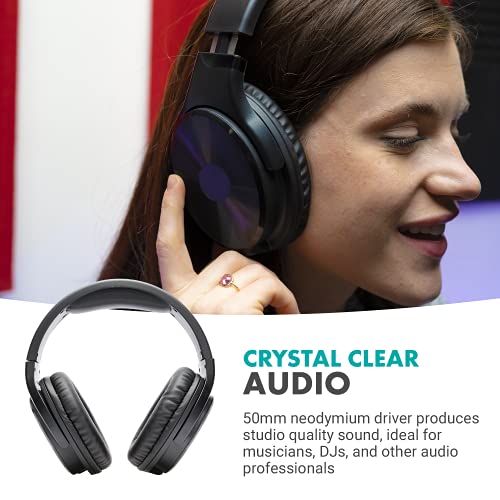 MH-100 Hi-Fi Studio Headphones with Microphone - Wired Over Ear Headphones for Gaming and Music with 3.5mm and 6.35mm Input - Comfortable Headphones