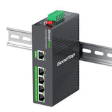Industrial Gigabit Poe Switch, 4 X 30W Poe+ Ports, 1 Uplink Port, Dc12V/24V/52V To 48V Poe, For Solar Power/Rv Truck/Voip Systems