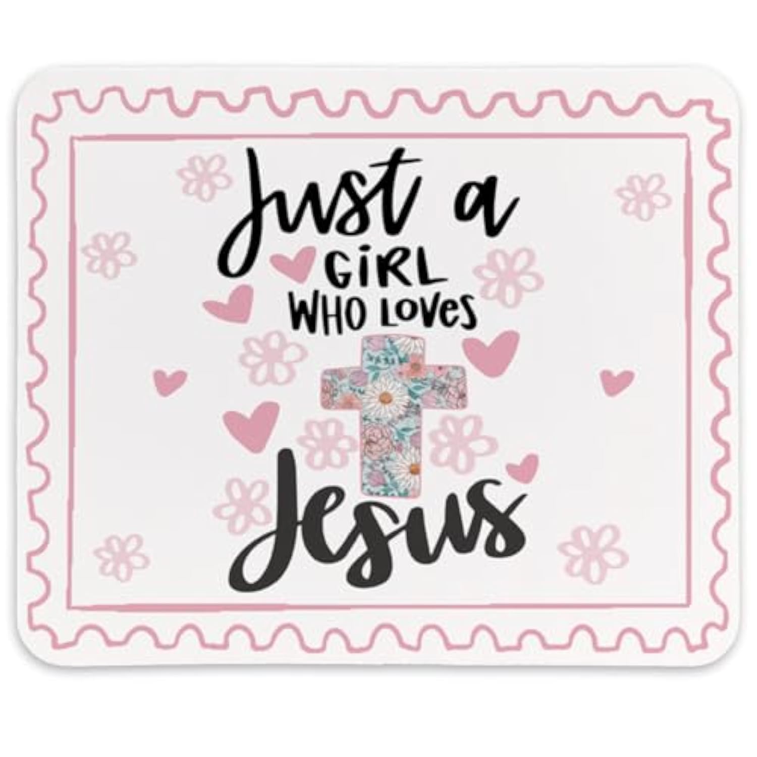 Christian Bible Verse Mouse Pad,Preppy Cute Christian Gifts For Women,Just A Girl Who Loves Jesus,Non-Slip Rubber Base Mousepads For Home Office Dorm Desk Decor,9.5X7.9 Inches