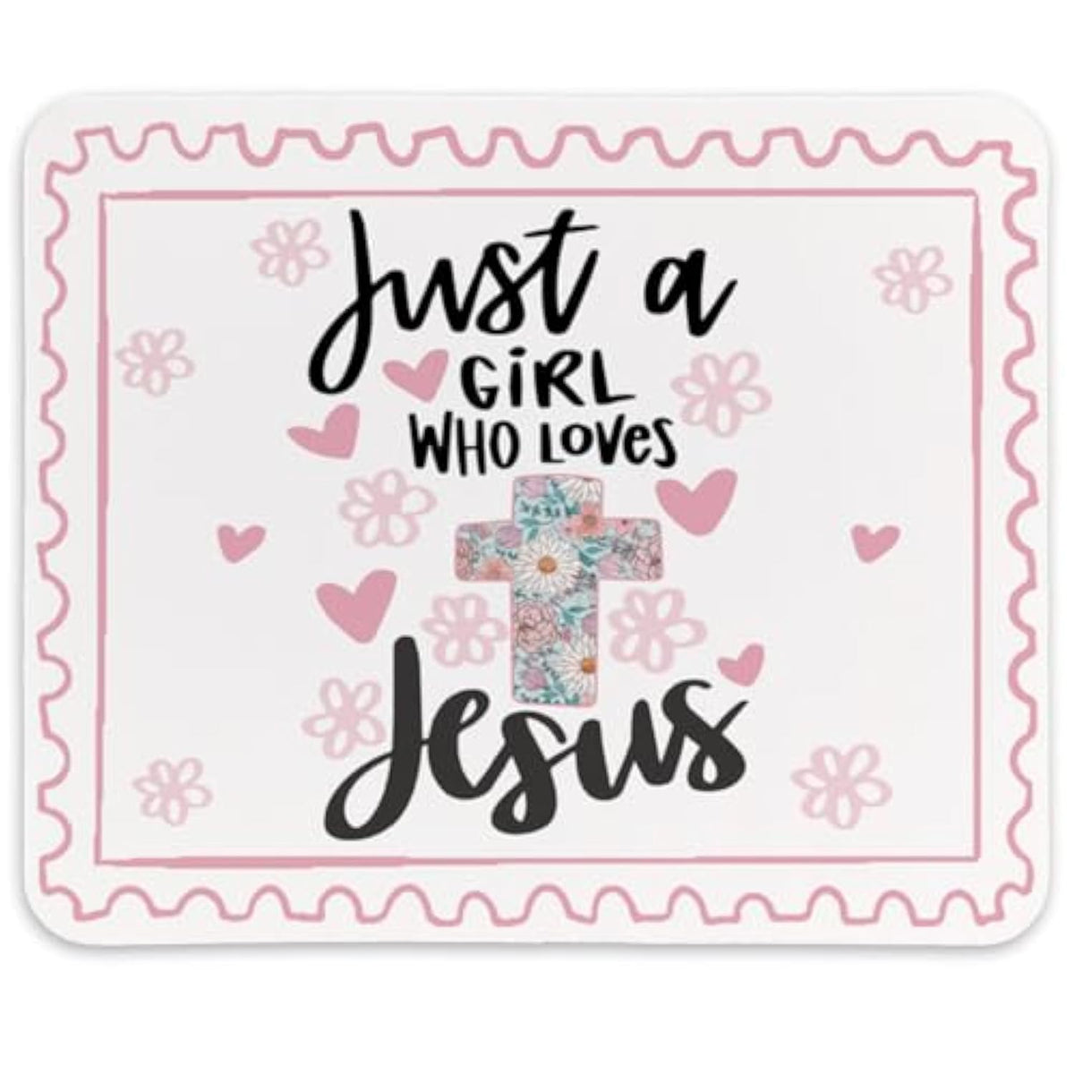 Christian Bible Verse Mouse Pad,Preppy Cute Christian Gifts For Women,Just A Girl Who Loves Jesus,Non-Slip Rubber Base Mousepads For Home Office Dorm Desk Decor,9.5X7.9 Inches