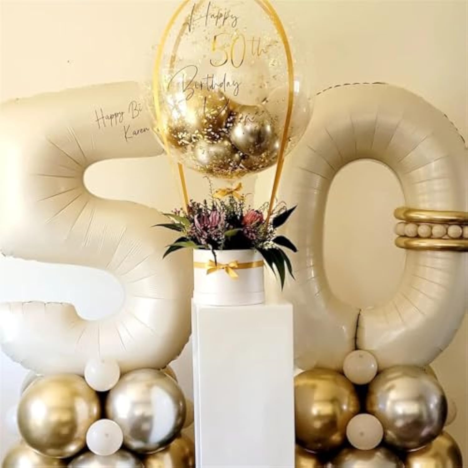 40 Inch Beige Number 1 Balloon For 1St Birthday Decoration, Large Self Inflating Cream Foil Number Balloons 0-9 For Boys Girls, White Sand 1 Helium Balloons For Women Men Party Anniversary Supplies