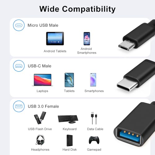 2-in-1 USB OTG Adapters - USB to Micro/Type C Adapter/Cable ?2pack? Compatible with Android, MacBook Pro,  and More