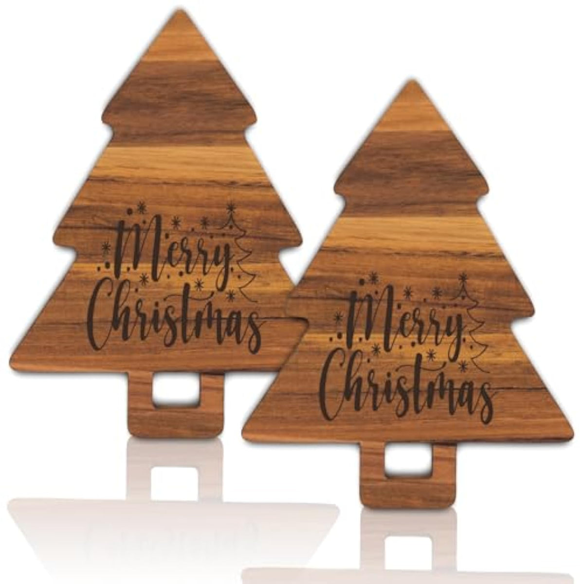 2 Pcs Merry Christmas Wooden Cutting Board Xmas Tree Kitchen Charcuterie Board Decorative Serving Platter Tray For Winter Home Party Gift Decor