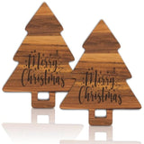 2 Pcs Merry Christmas Wooden Cutting Board Xmas Tree Kitchen Charcuterie Board Decorative Serving Platter Tray For Winter Home Party Gift Decor