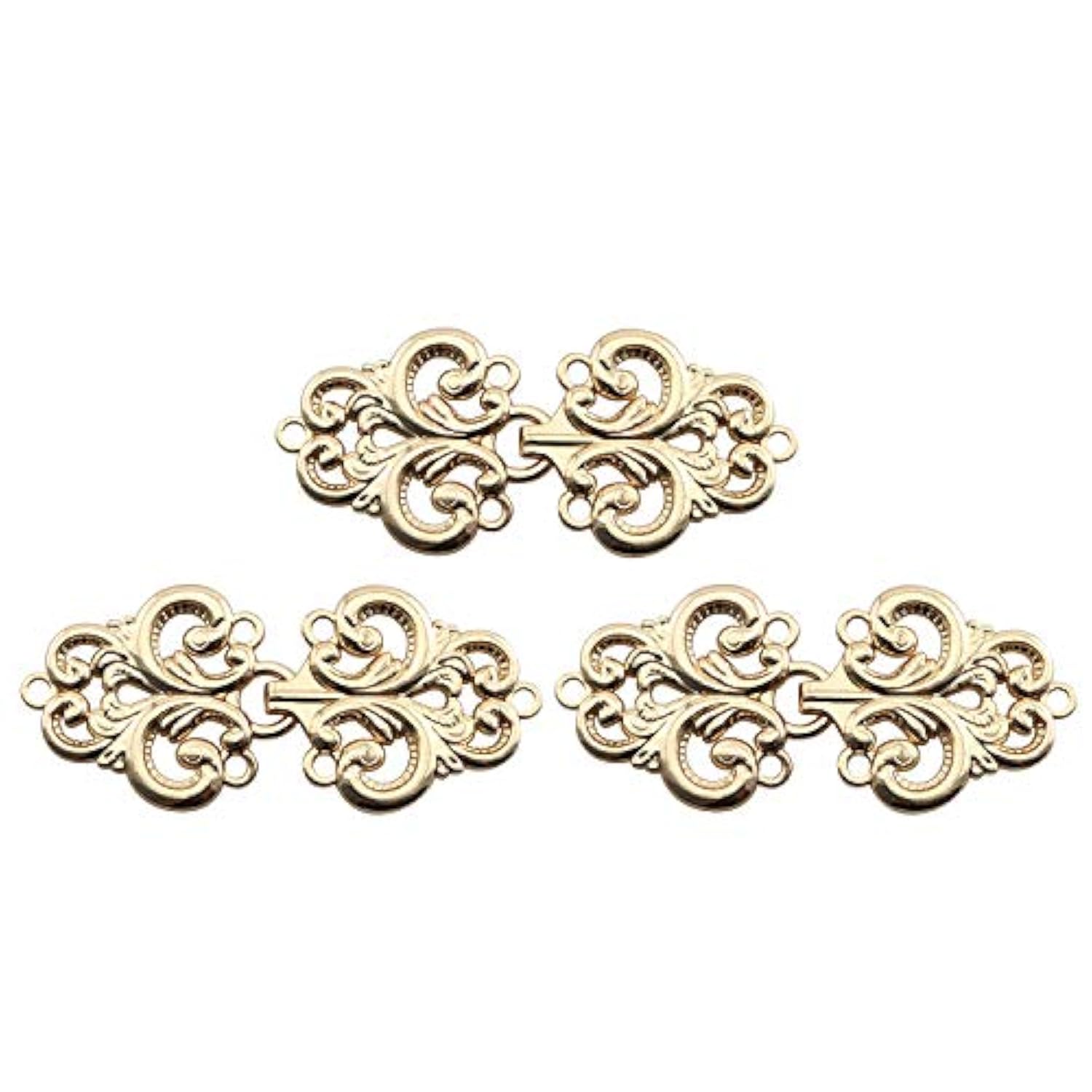 3 Pair Of 68 * 30Mm Metal Button Clasp Fasteners Gold Hooks And Eyes C