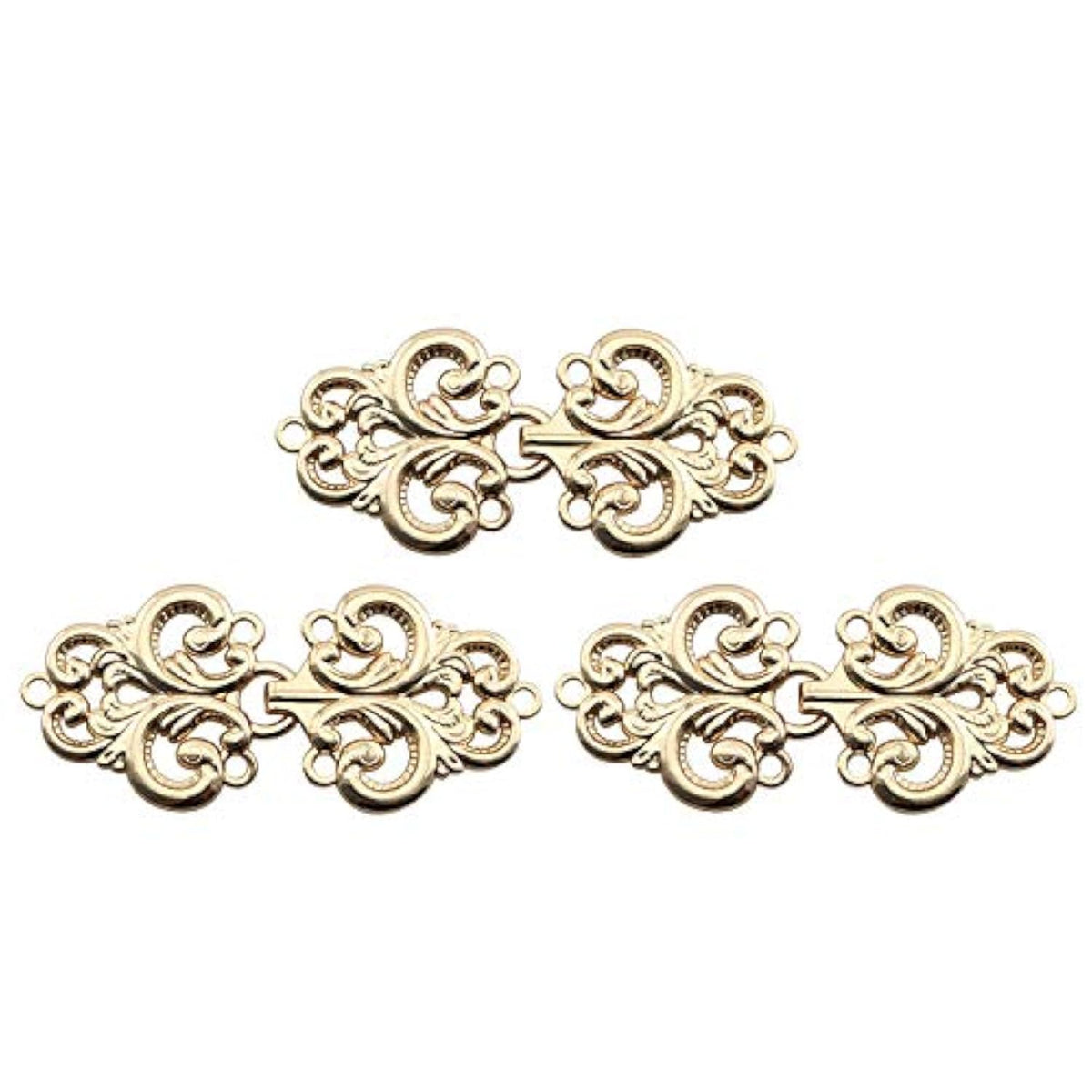 3 Pair Of 68 * 30Mm Metal Button Clasp Fasteners Gold Hooks And Eyes C