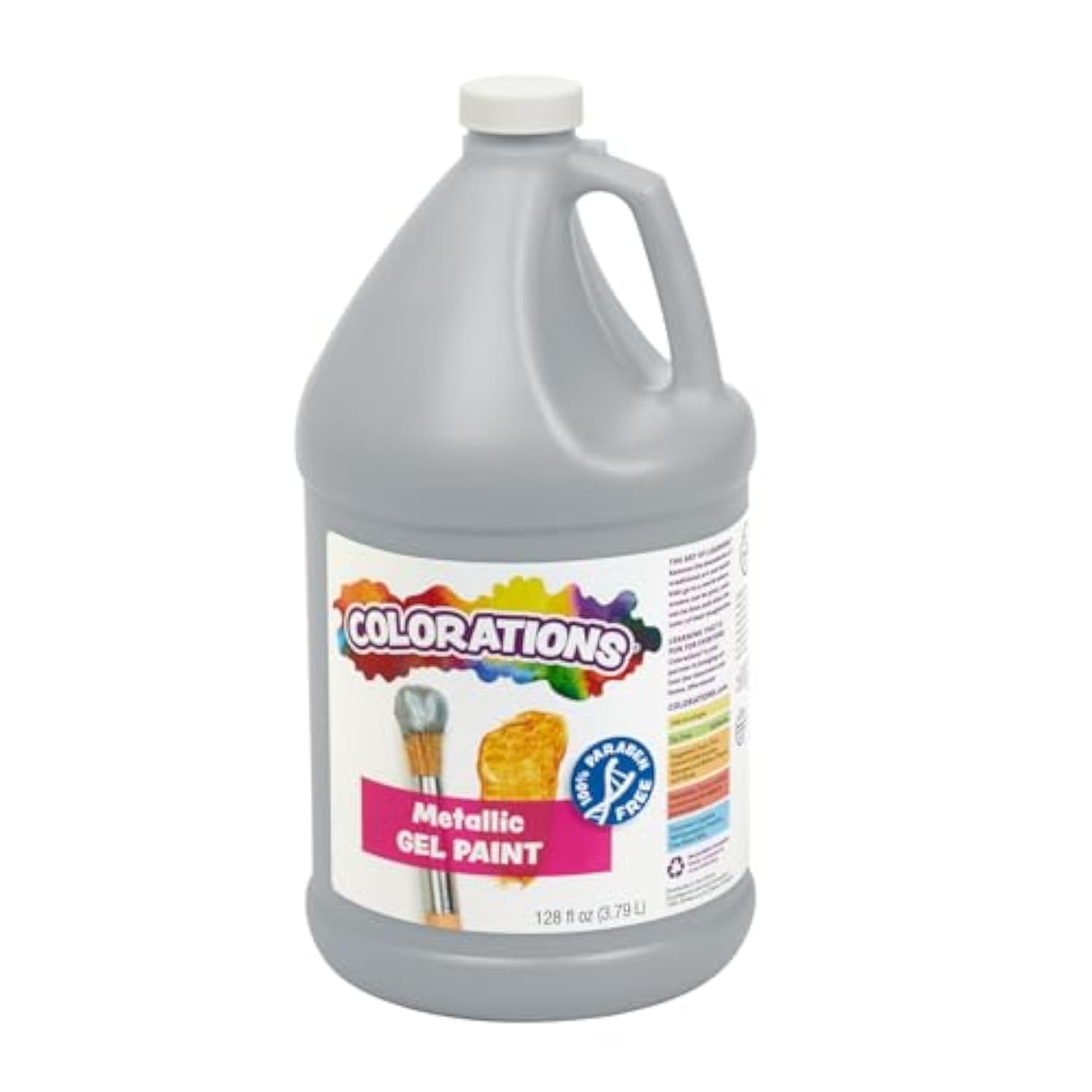 Paraben-Free Metallic Gel Paint, Silver, 1 Gallon - Non-Toxic And Made In The Usa