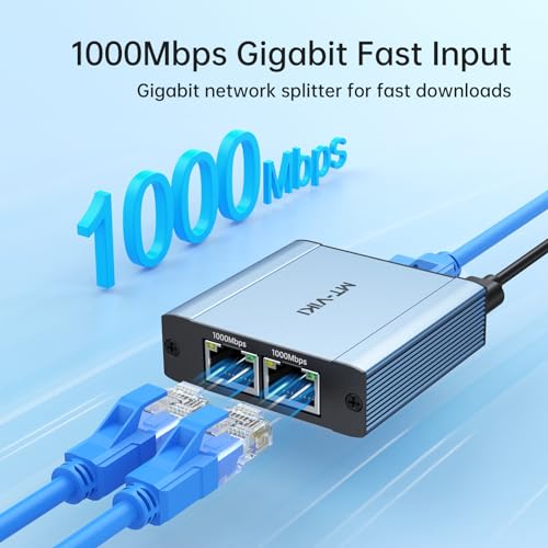 Ethernet Splitter 1 To 2 High Speed 1000Mbps [W/1.65Ft Cat8 Cable], Gigabit Dual Rj45 Splitter For Cat5/5E/6/7/8 Cable [2 Devices Simultaneously Networking]