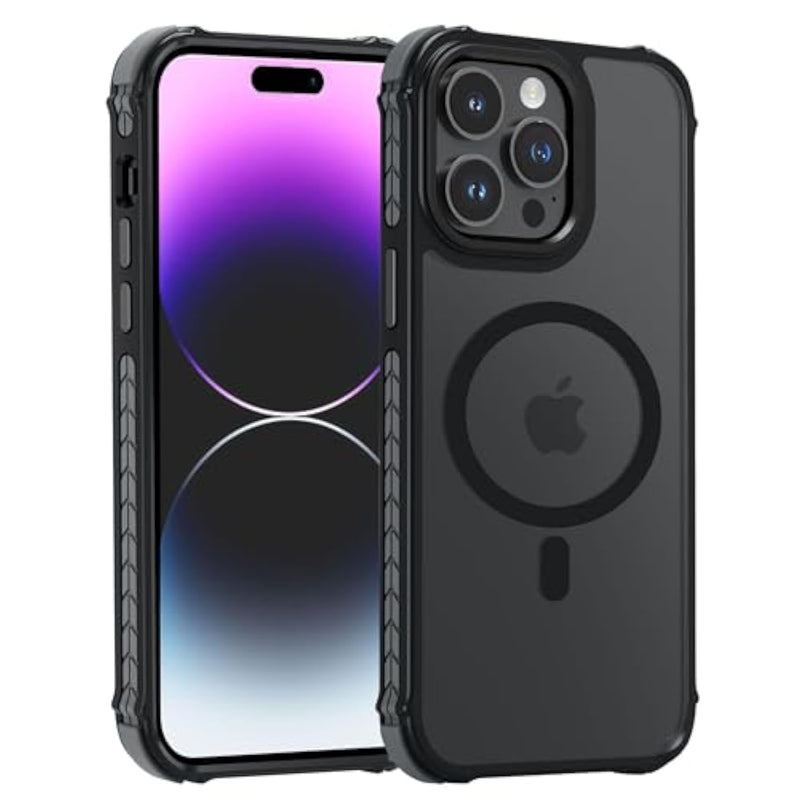 Strong Magnetic Case For Iphone 14 Pro Max,[Compatible With Magsafe][Military-Grade Protection] Translucent Matte Slim Shockproof Protective Phone Cover For Women Men-Forest Black