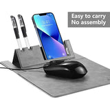 Multifunctional Leather Mouse Pad,3 In 1 Mouse Pad With Non-Slip Base,Portable Slim Pad For Phone Holder And Pen Holder,Desktop Mouse Pad(Grey 1Pack)