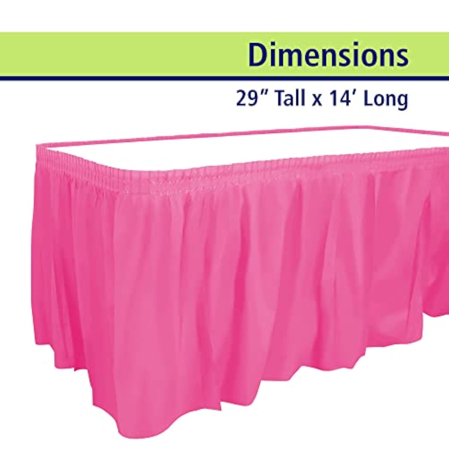 Plastic Table Skirt, 29-Inches By 14-Feet - Hot Pink - 1 Pack