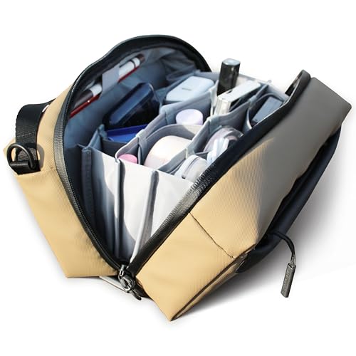 Alex T1 Large Storage Electronics Organizer - Ykk Water Resistant, Travel Accessories Sling Bag Edc Makeup Bag, Organizer For Cable Cord Charger Ipad - (Khaki)
