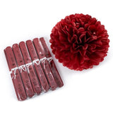 12-Pack 12-Inch Burgundy Tissue Pom Poms for Party and Wedding Decor