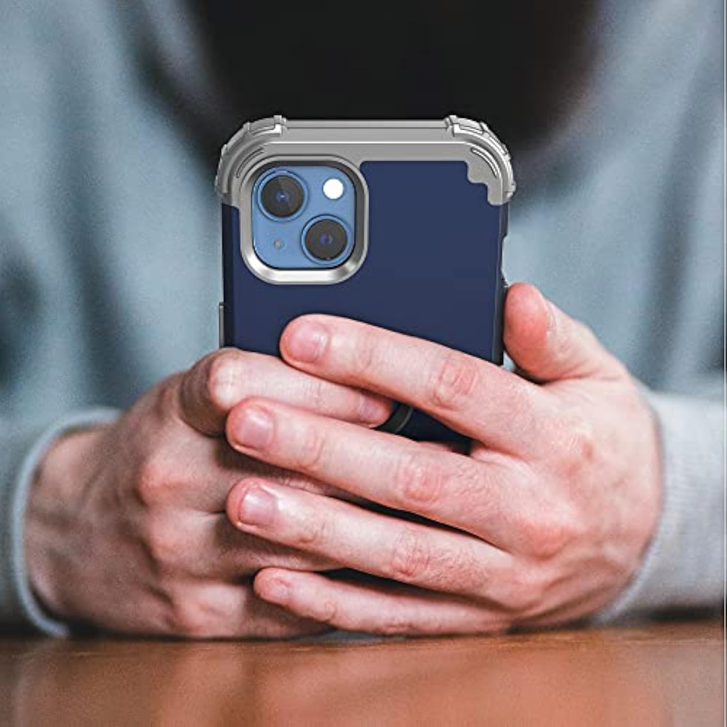 For Iphone 13 Case With Screen Protector, For Iphone 14 Case, Hybrid Shockproof Heavy Duty Protection Hard Pc Cover Soft Silicone Sturdy Bumper Full Body Cover For Iphone 13/14 6.1",Blue