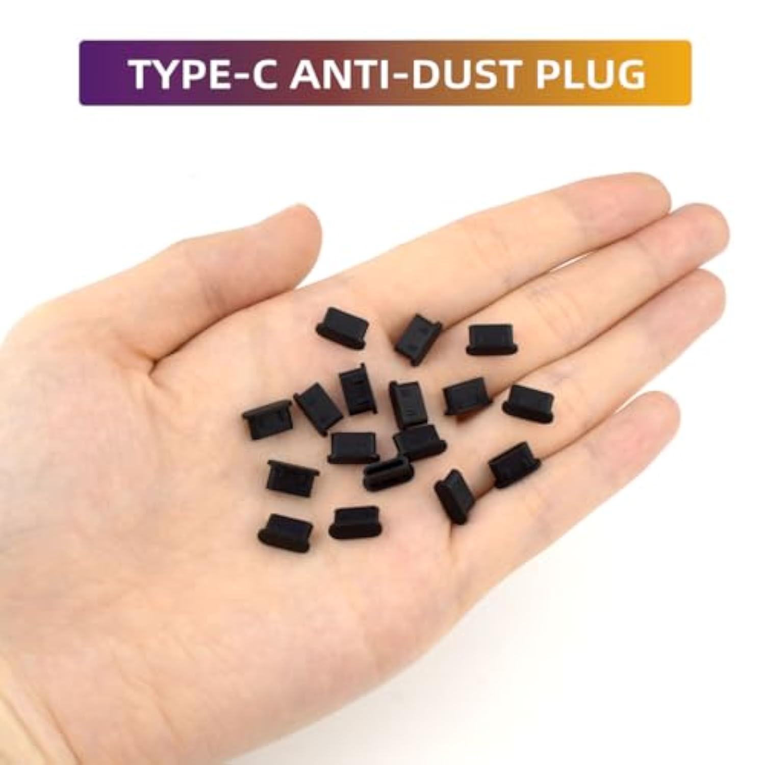 50-Pack USB-C Silicone Dust Plugs for iPhone Samsung Pixel MacBook Black
