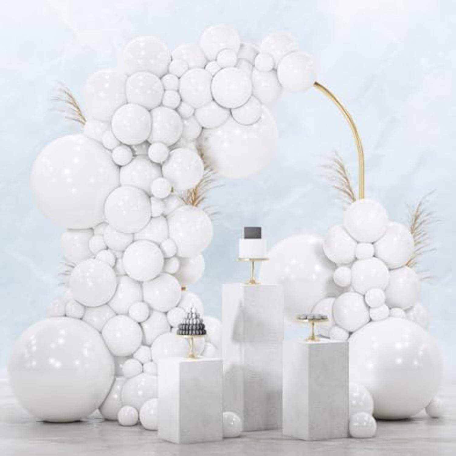 142 Pcs White Balloon Set – 18, 12, 10, 5 Inch for Arch & Garland Decor