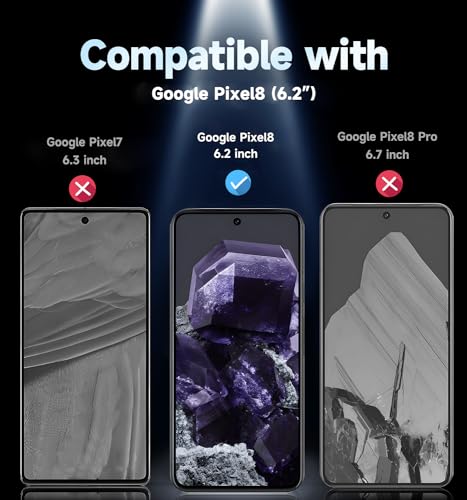 2 Pack for Google Pixel 8 Tempered Glass Screen Protector, Auto Dust-Elimination, Bubble Free, HD Clear, Easy Installation