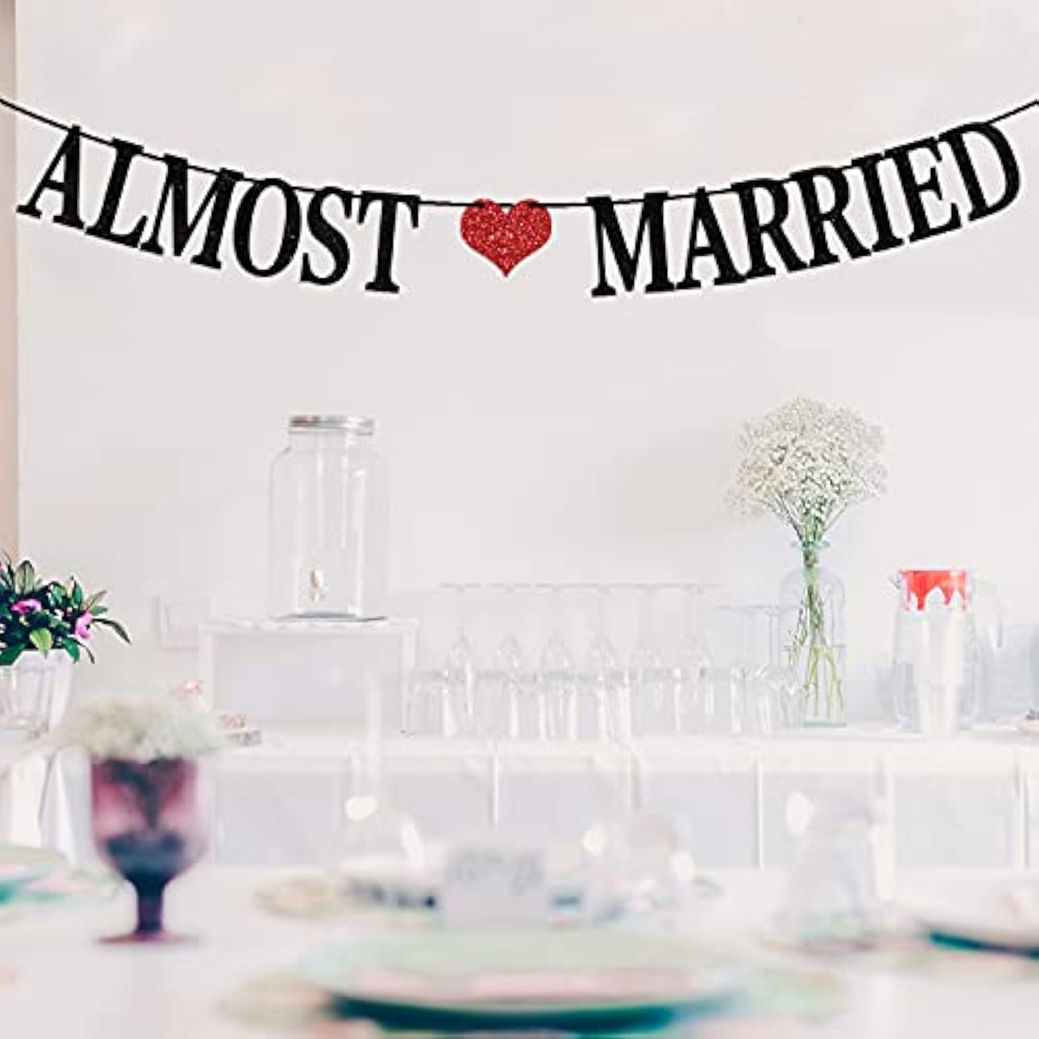 Almost Married Banner - Bridal Shower/Wedding Bunting Backdrops - Enga