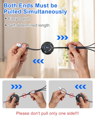 Retractable Multi Charging Cable 100W - 3 in 2 Travel Portable Retractable Charger Cords with 2 USB C and iWatch Charger Port for iPhone 17/16/15