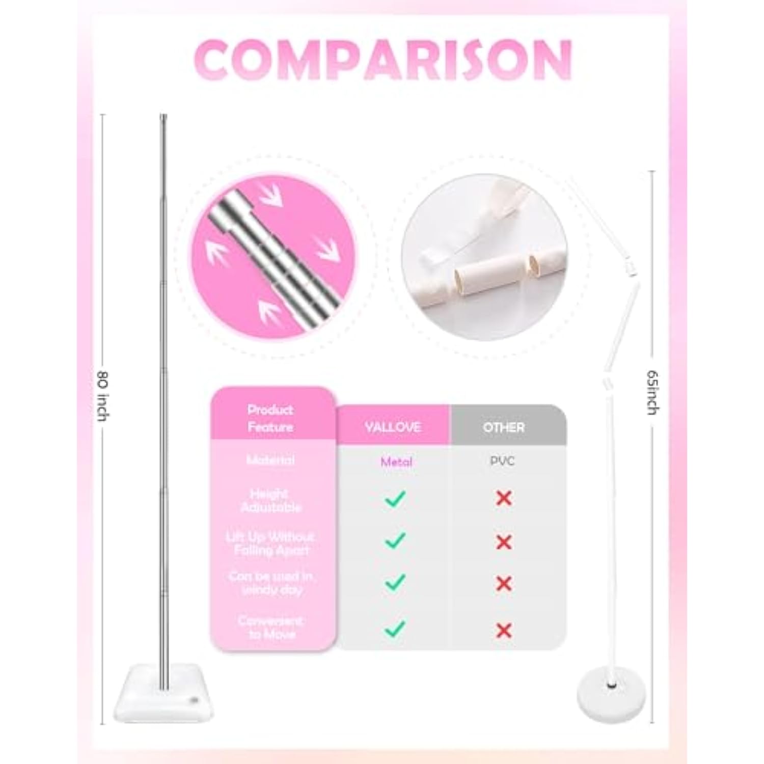 Adjustable Metal Balloon Column Stand Kit - Heavy Duty Party Decor - Set of 2