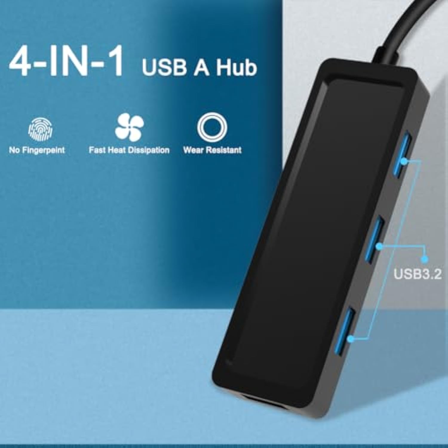 10Gbps Usb-A Hub, 4 Ports Usb 3.2 Hub,Ultra-Slim Data Usb Splitter Charging Su