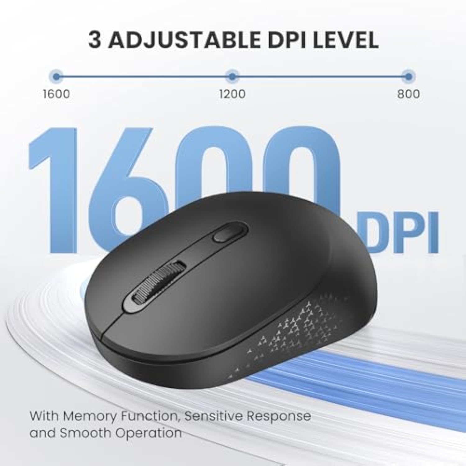 TECKNET Bluetooth Mouse, BT 5.2/3.0 and 2.4G Computer Mouse for Laptops, Small to Medium Size, Silent Click, 3-Level Adjustable DPI, 18-Month Battery, Compatible with Windows, MacOS and ChromeOS Black