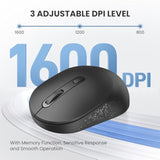 TECKNET Bluetooth Mouse, BT 5.2/3.0 and 2.4G Computer Mouse for Laptops, Small to Medium Size, Silent Click, 3-Level Adjustable DPI, 18-Month Battery, Compatible with Windows, MacOS and ChromeOS Black