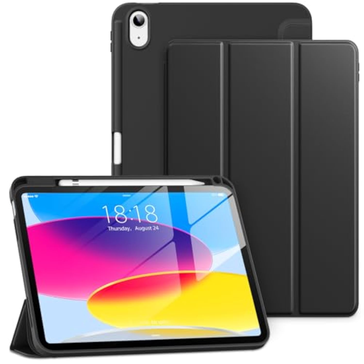 For Ipad 10Th Generation Case 10.9 Inch 2022, Slim Tri-Fold Stand Soft Tpu Bac