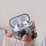 Compatible With Airpods 4 Clear Case,Cute Black Floral Flower Pattern Design With Floral Keychain, Soft Tpu Protective Shockproof Cover For Airpods 4Th Generation For Women Girls-Black Leaves