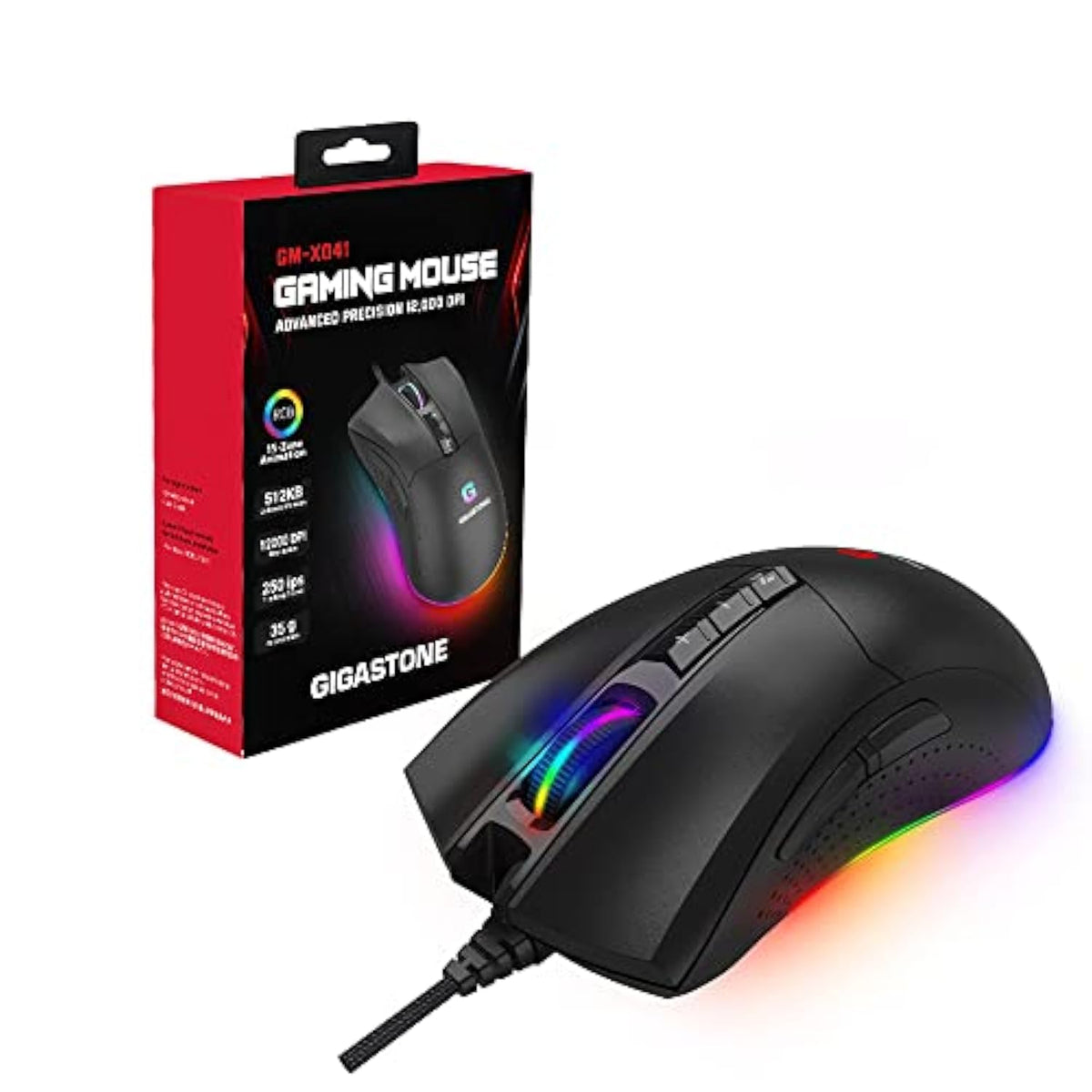 Gaming Mouse With 12,000 Dpi Adjustable, Rgb Backlight, Optical Sensor, 8 Programmable Buttons, Rgb Gaming Mouse With 512Kb Onboard Memory, Wired Gaming Mouse For Windows 7 And Up