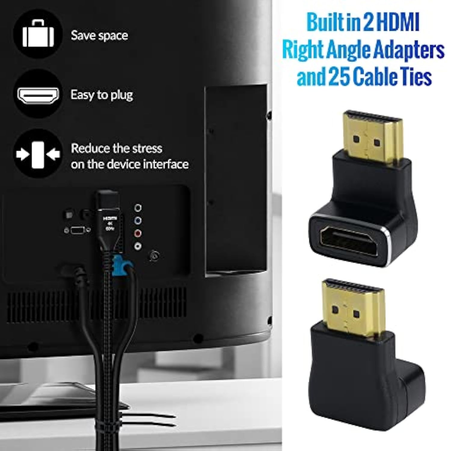 4K Hdmi Cable 35 Feet (2 Pack), Ultra Hd Hdmi 2.0 Cable, Nylon Braided & Gold