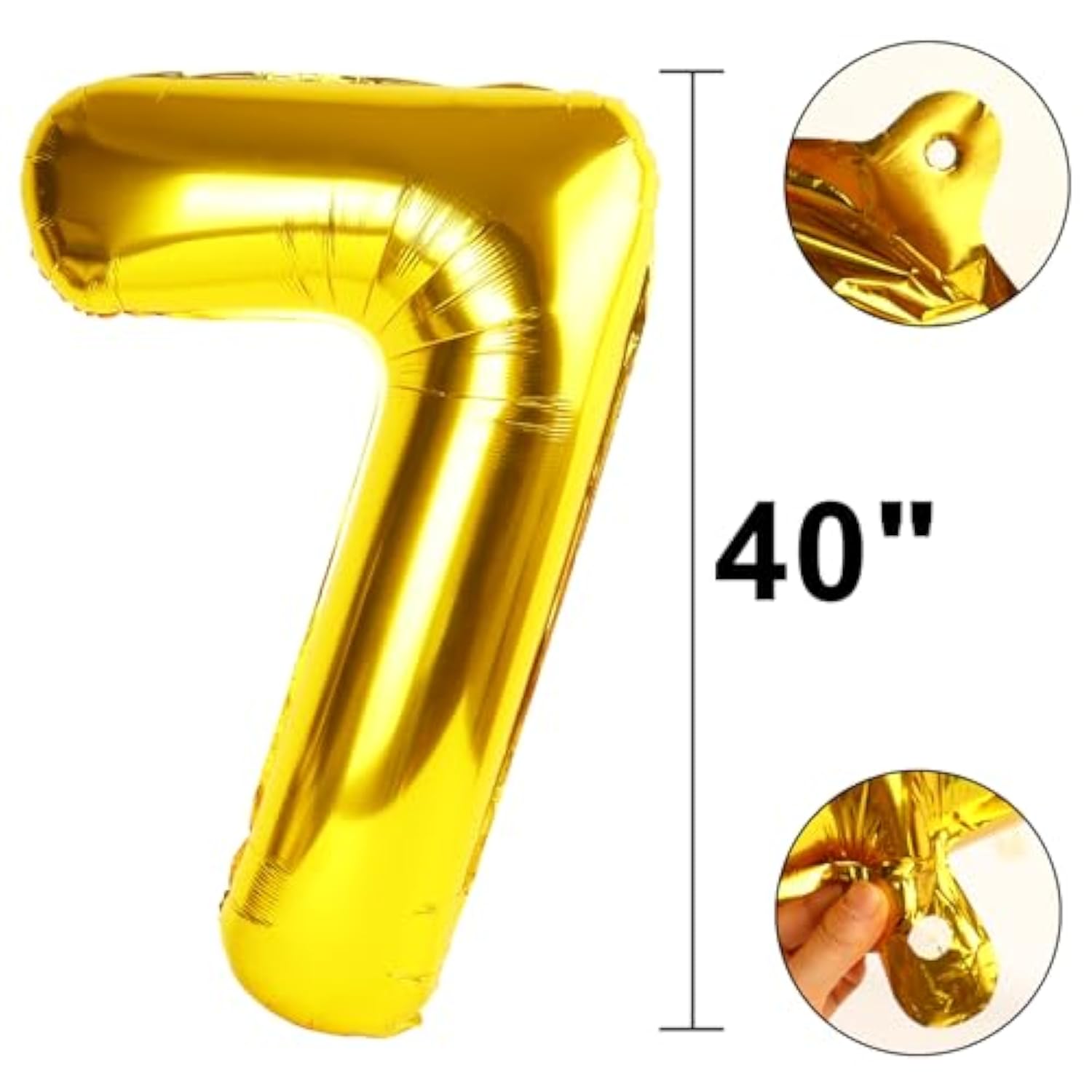 40 Inch Gold Balloon Number 7 First Birthday Jumbo Mylar Foil Helium Balloon For 17 27 37 Birthday Digital For 70Th Party Wedding Anniversary Party Decorations