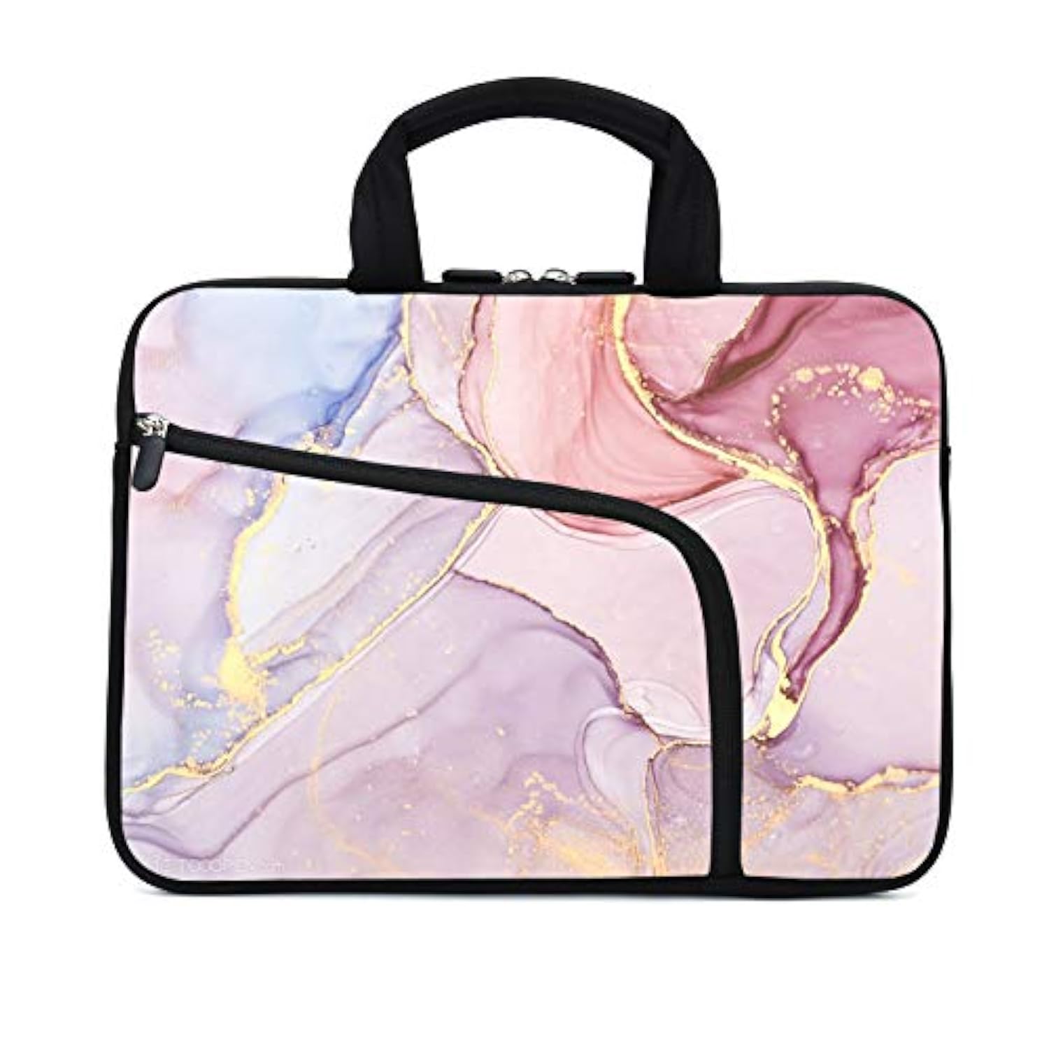 11.6" 12.2 Inches Laptop Sleeve Chromebook Case Notebook Sleeves Neoprene Handle Bag For Men Women, Two Pockets Fit Apple Macbook Air Samsung Acer Hp(Pink Marble)