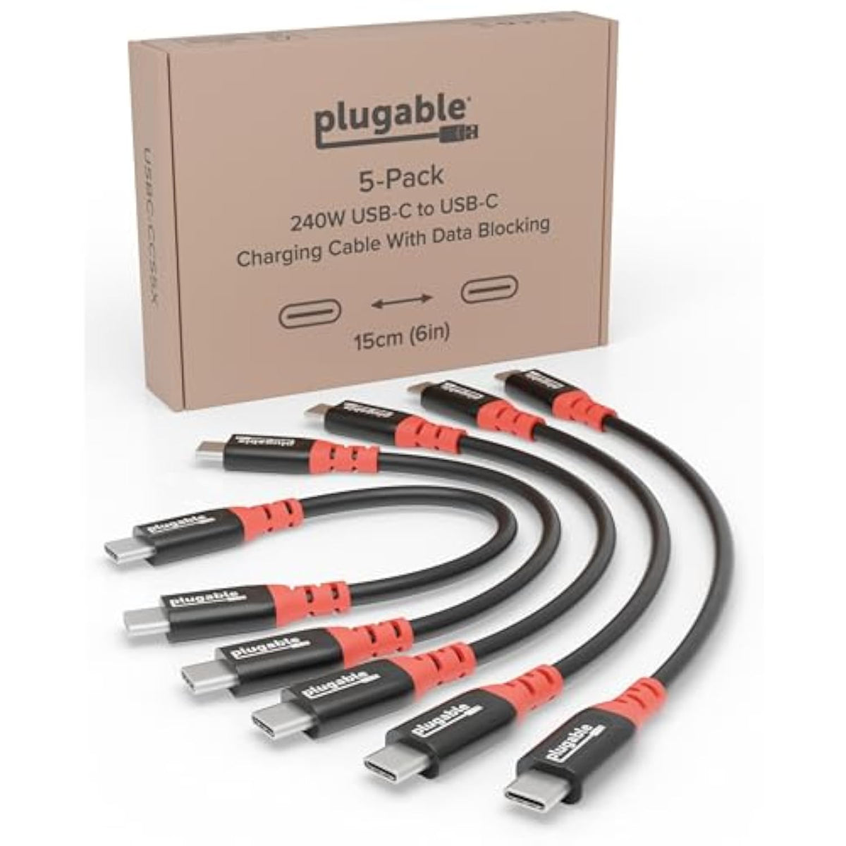 Usb C To Usb C Cable, Data Blocker Charge Only Cable 6In (Pack Of 5): 240W Safe Charging For Macbook Pro, Iphone 15/16, Ipad, Xps And More Usbc Devices (Usbc-Ccs5X)