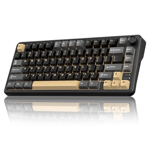 K75 Wireless Mechanical Keyboard, Cnc Knob, Tri-Mode Bt5.0/2.4Ghz/Usb-C Hot Swappable Custom, Pre-Lubed Linear Coconut Switches, Gasket Structure, Rgb Gaming Keyboard, Black-Gold
