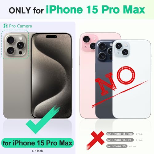 Case Wallet for iPhone 15 Pro Max, RFID Blocking 4 Card Holder Kickstand Shockproof TPU Inner Case, PU Leather Magnetic Flip Folio Cover, Black