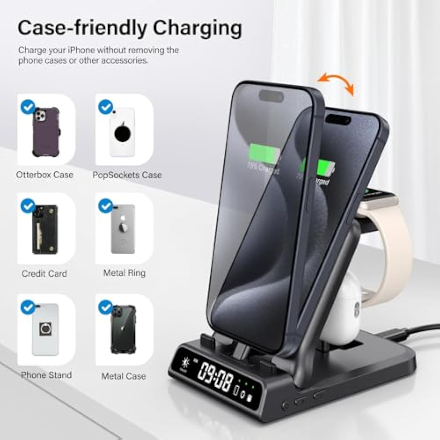 Fast Charging Station For Iphone 16 15, 701Ac, 3 In 1 Charger For Apple Watch Series 9 8 7 6 5 4 Ultra 2 Ultra, For Airpods 4 Pro 2